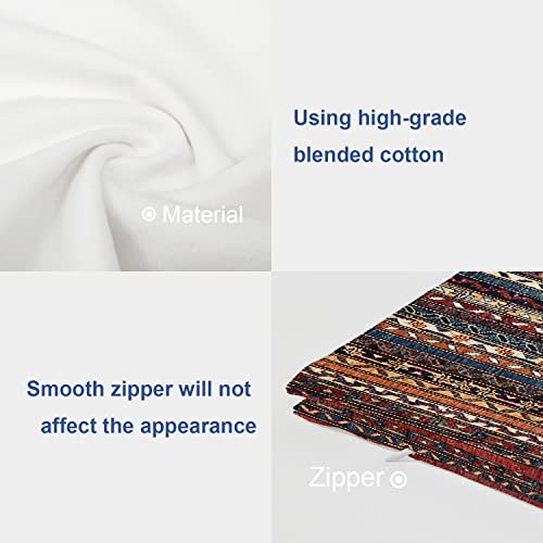 Batmerry Turkish Floral Decorative Pillow Covers, 22 X 22 Inch Vintage Persian Oriental Turkish Carpet Pattern Double Sided Throw Pillow Covers Sofa Cushion Cover Square 22 Inches(Set Of 2) #TOP3