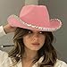 Wedding Party Cowgirl Hat for Bridal Women Wide Brim Cowboy Fashion Music Festival Glitter Edge Costume Cap Cowboy Hat Wester White