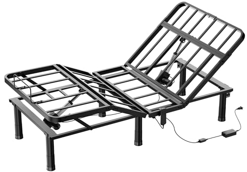 SunsGrove Twin XL Adjustable Bed Frame, Wired Remote Control, Independent Head and Foot Incline, Electric Bed Frame Base, Adjustable Bed Leg with 2 Height Options, Easy Assembly