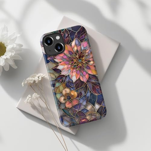 Image of Goodon for iPhone 14 Plus Case Cute - Wireless Charging Compatible - Dual-Layer Hard Shell + Silicone Cover - Protective Phone Case with Trendy Designs for Women - Blooming Purple Flower