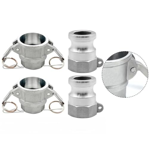 Lawnoval Raccords de verrouillage à came en aluminium (D+pour type A) – Raccords de tuyau à came filetés NPT de 1,27 cm, 1,9 cm ou 1 po, argent, lot de 2