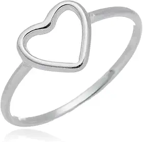 Anel prata 925 original coração vazado romantico presente