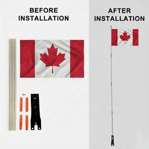Canada Bicycle Flags with Pole National Countries Bike Safety Flag Replacement Pennant Strip for Outdoor Cycling Riding (Canada) - 1