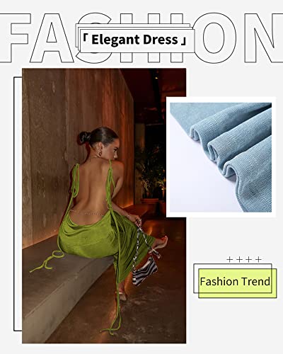 Image of Doweha Women Backless Cowl Neck Cocktail Going Out Dress Halter Slip Long Semi Formal Party 2026 Spring Summer Maxi Dress