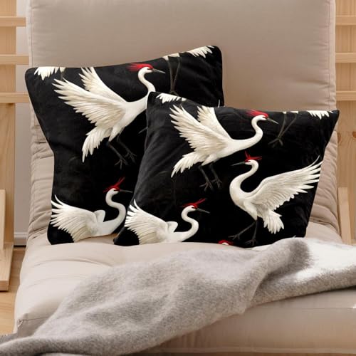 Housses de coussin velours double face Cranes de qualité premium