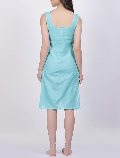 Image of Cotton Inner Slip camesole for Women, Full Length Inner for Chikankari Kurti, Women Indoor Dress Cotton Sleeveless Skirt (Color- Sky Blue)