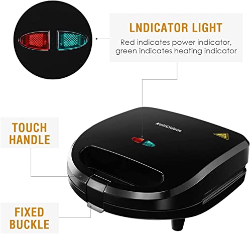 Sandwich Makers, Waffle Maker, Sandwich Grill 3-In-1, 750W, Detachable Non-Stick Coating, Cool Touch Handle, Anti-Skid Feet, Indicator Lights, Black… #TOP4