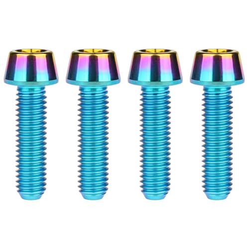 Image of Titanium Ti Bolt M5x9 16 18 20 25 30 35 40 45 50 55 60mm Tapered Head Screws Pack of 4 (M5x18mm, Iridescent Blue)