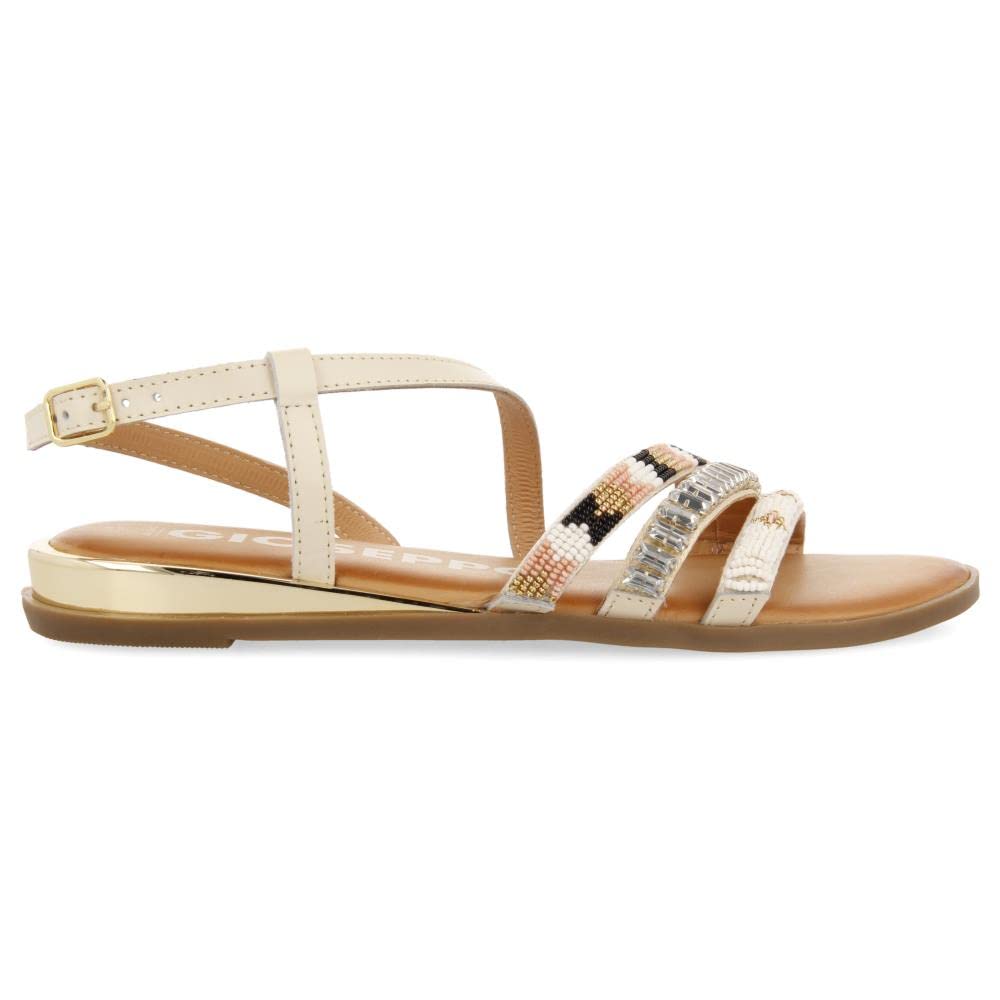 Sandali Bianchi con Strisce con Pietre Multicolore per Donna
