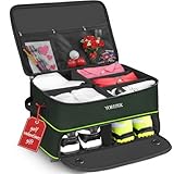 YOREPEK 2 Layer Golf Trunk Organizer Storage for 2 Pair Shoes, Car Trunk Storage with Adjustable Dividers Separate Compartments for Golf Supplies, Gloves, Balls, Tees, Cool Gifts for Golfers, GREEN