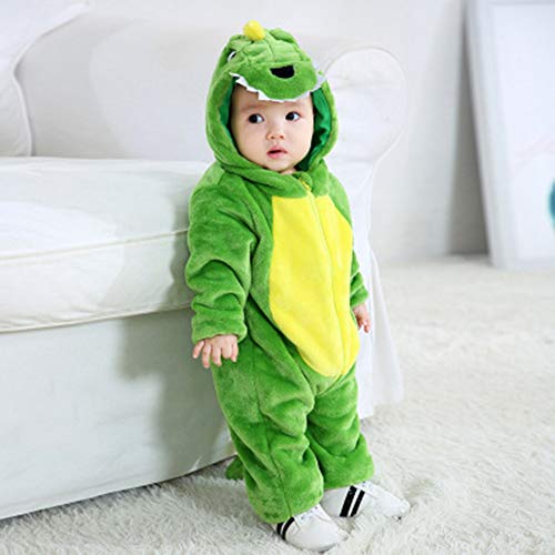 Doladola Bébés Garçons Filles Flanelle Animal Dinosaure À Capuche Barboteuses - Image 3