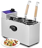 Commercial Pasta Cooker Electric Noodle Cooker with 2 Baskets for Restaurant,Cooking Spaghetti Dumplings Vegetables,30-110℃ Temperature Adjustable 110V