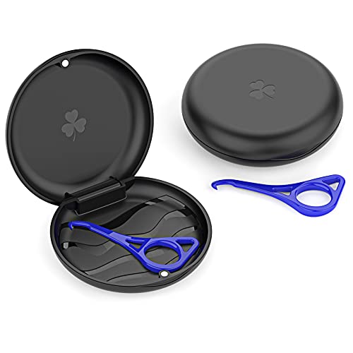 Aligner and Retainer Case with Special Magnetic Closure and 3-leaf Clover Design, 2 Pack (Black)