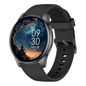 AcclaFit Smartwatch Damen Herren, 1.38 Zoll HD-Display Smart Watch mit Bluetooth Anrufe, Fitness Tracker mit Herzfrequenz SpO2 Schlafmonitor Schrittzähler, IP68 Wasserdicht Fitnessuhr für iOS Schwarz