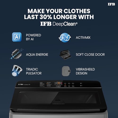 Image of IFB 8 Kg 5 Star with Deep Clean Technology, AI Powered, Fully Automatic Top Load Washing Machine (TL801MG1, ActivMix, Aqua Energie, Med Grey)