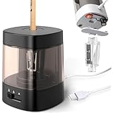 電動鉛筆削り 入学準備 電動シャープナー 非充電式 6-8mm鉛筆 乾電池/USB 2A電源供給 デッサン鉛筆 小学生 色鉛筆 デッサン 美術 (ブラック)