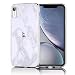 Produktbild Conie® Handyhülle Rück Schale für iPhone XR, Ultra Slim TPU Hülle aus Silikon mit Bilder Motiv, Kanten Display Kamera Schutz, Motiv Marmor Transparent Design
