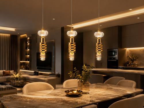 Image of FILLISKA 3 in1 Colour Changing LED Luxurious Hanging /Pendant Light (FrenchGold-MX8314)