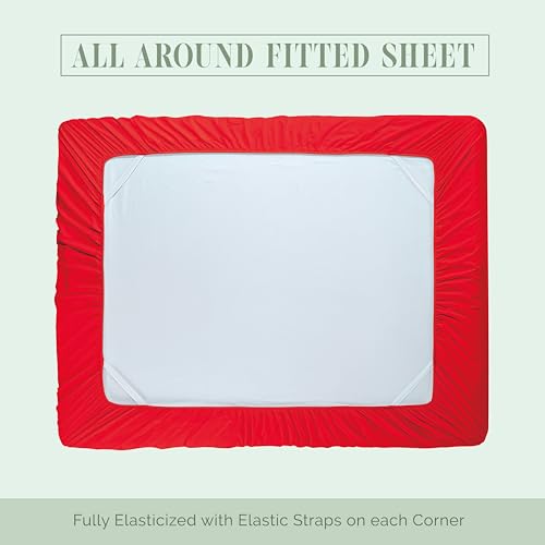Elegant Comfort Luxurious 1500 Premium Hotel Quality Microfiber 4-Piece Sheet Set, 18-24 Inches Deep - Extra Deep Pocket Sheets - Ultra Soft 4PC Deep Pocket Sheets, Twin/Twin XL, Red