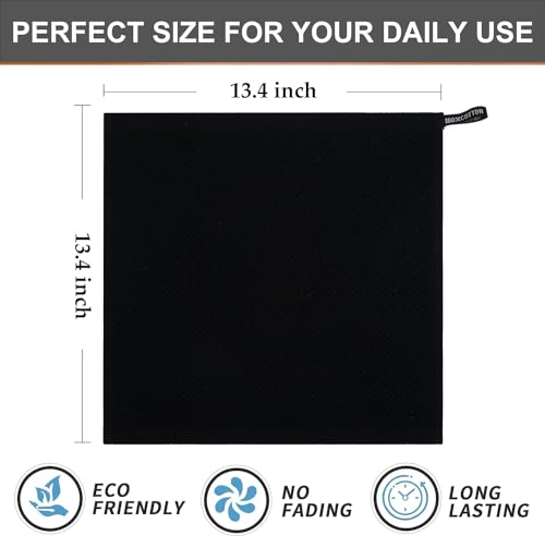 Image of 100% Cotton Kitchen Dish Cloths, 6 Pack Waffle Weave Ultra Soft Absorbent Dish Towels for Drying Dishes Quick Drying Kitchen Towels Dish Rags, 13.4 X 13.4 Inches (Black, Pack of 3)