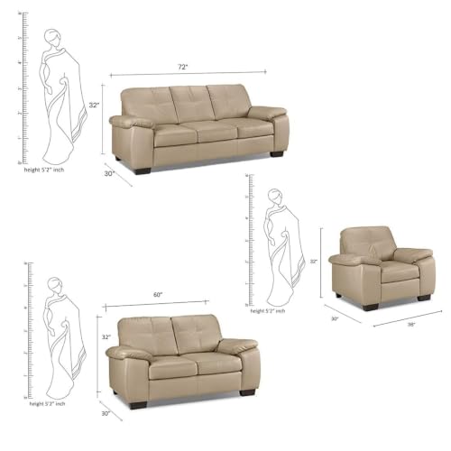 Image of Torque Antos Modern 6 Seater Leatherette Sofa 3+2+1 Seater -Beige | Comfortable 6 Seater Sofa Couch | Leatherette Sectional 3+2+1 Seater Sofa for Living Room