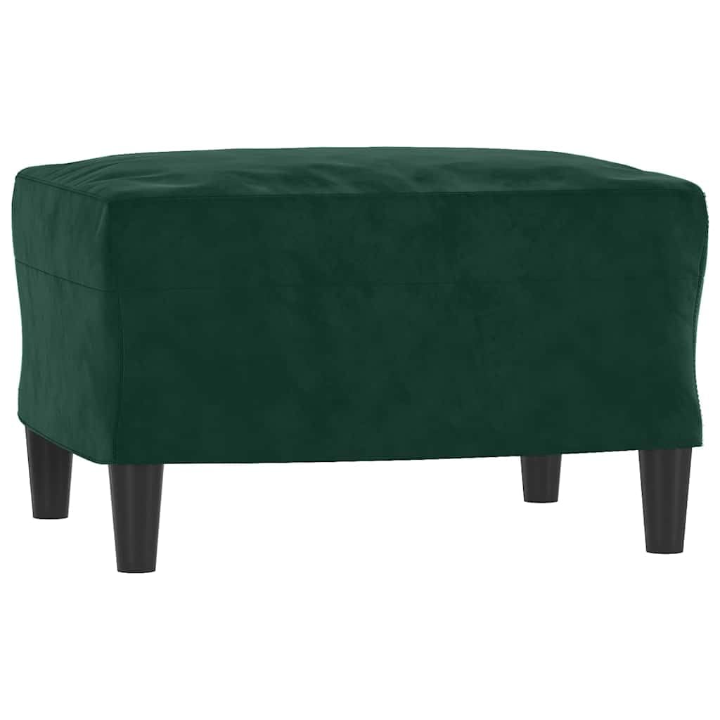 Juego de sofá de terciopelo verde oscuro, 2 sofás de 2 plazas con reposapiés, sofá tapizado para salón, diseño moderno, cómodo sofá de terciopelo para el hogar