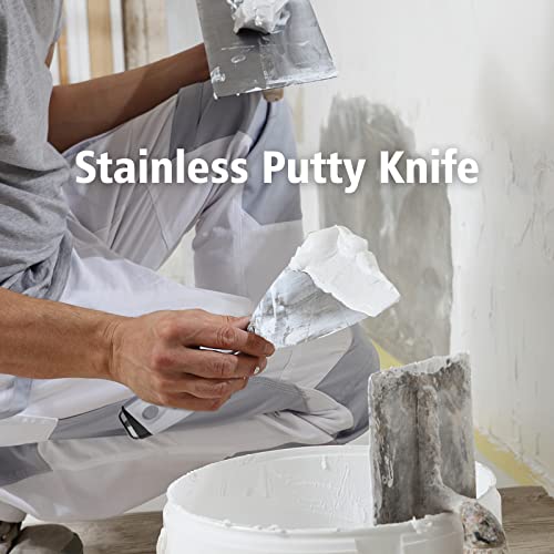 Mister Rui 5 Inch Putty Knife, Stiff Blade Metal Putty Knife Scraper Tool For Wood, Stainless Steel Knife Paint Scraper With Hammer End, 5 Inch Paint Scraper Tool Taping Knife #TOP5