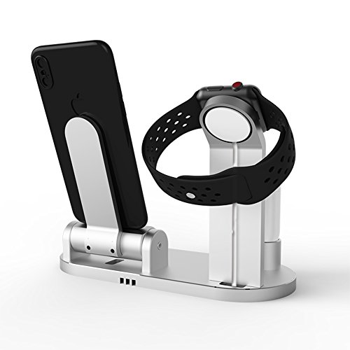 Apple Watch Charging Stand, Facever 2 In 1 Metal Aluminum Holder & Charger Dock Station For Iwatch Series 3/2/1, Iphone X 8 7 6 Plus 5 5C, Ipod (Black) #TOP5