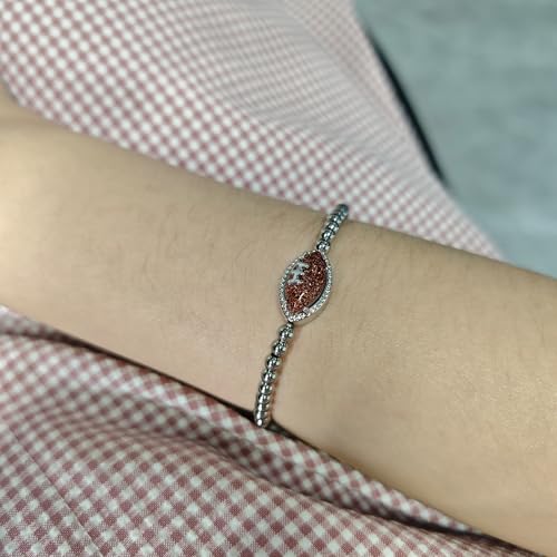 Football Game Day Bracelets for Women Golden/Silver Beaded Stretch Bracelets Sports Fan Bracelet Accessories4