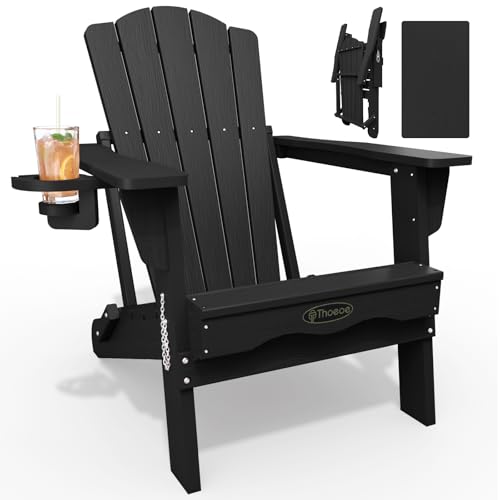 THOEOE Folding Adirondack Chair Black