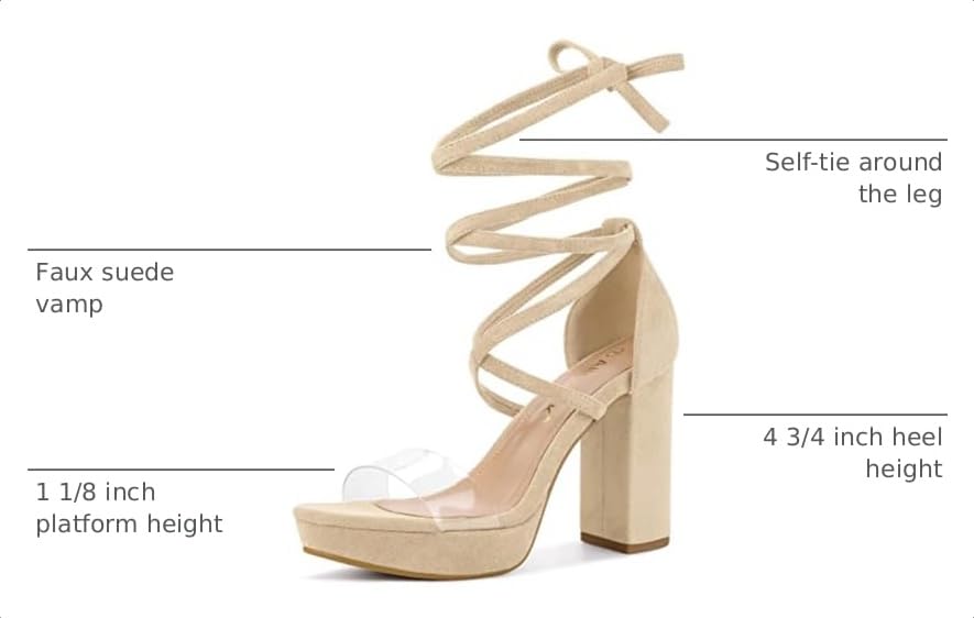 Image of Allegra K Women's Platform Lace Up Clear Chunky Heels Sandals
