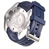 INO Design StrapXPro(LXH1C) 21mm Watch Band Quick Release FKM Rubber Curved End Watch Strap Replacement for Longines Hydroconquest/Conquest (2007-2022 ver.)，Navy Blue with Silver Clasp