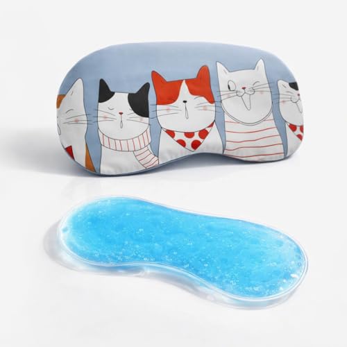 Image of Jenna Cute Gel Sleeping Eye Shade Mask Cover For Insomnia, Meditation, Puffy Eyes And Dark Circles 5 Kitty Blue