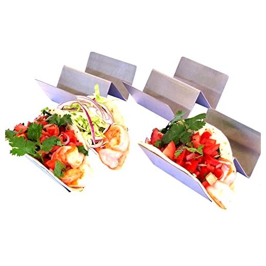 Taco Holder - Taco Holders - Taco Stand - Taco Tray - Taco Rack - Stainless Steel Taco Holder (Holds 2 Tacos - 4 Pack)