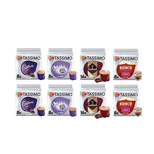 Tassimo Hot Choc / Mocha Selection - Cadbury Hot Chocolate / Kenco Mocha / Milka Hot Chocolate / Suchard Hot Chocolate Pods - 8 förpackningar (80 portioner)