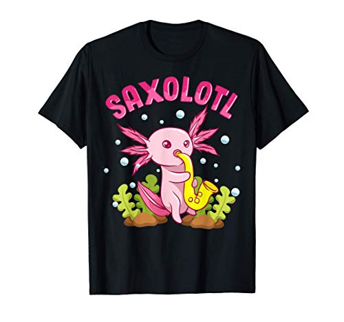 Cute & Funny Saxolotl Adorable Sax Playing Axolotl Animal Maglietta