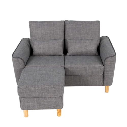 Hroth Storage Sofa with Ottoman,Thickened Fabric Sofa, 2 Seater Couch Suitable for Apartments,Living Rooms and Bedrooms,Light Grey - Image 3