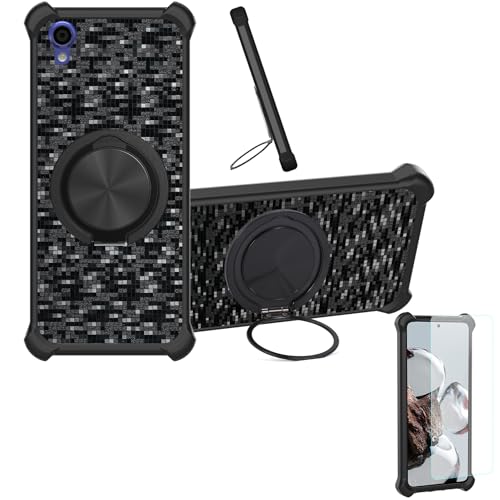 �Ή� Sharp Android One X4 �P�[�X Phone Case [1�� 9H+�d�x���� �K���X�t�B����][360°��]���X�^���h�A�}�O�l�b�g��]CX-11-HEI
