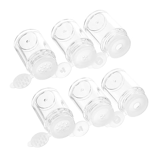 minkissy 6 Piezas Botella De Polvo Suelto Criba Vibradora Botella De Polvo Vacía Dispensador Botella De Agua Boquilla Recipiente Transparente Botella Agitadora De Proteínas El Plastico