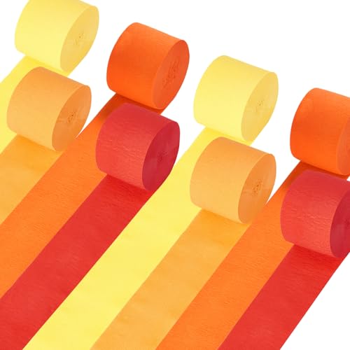 Orange Streamers Party Decorations, 8 Rolls 656ft Party Streamers, Red