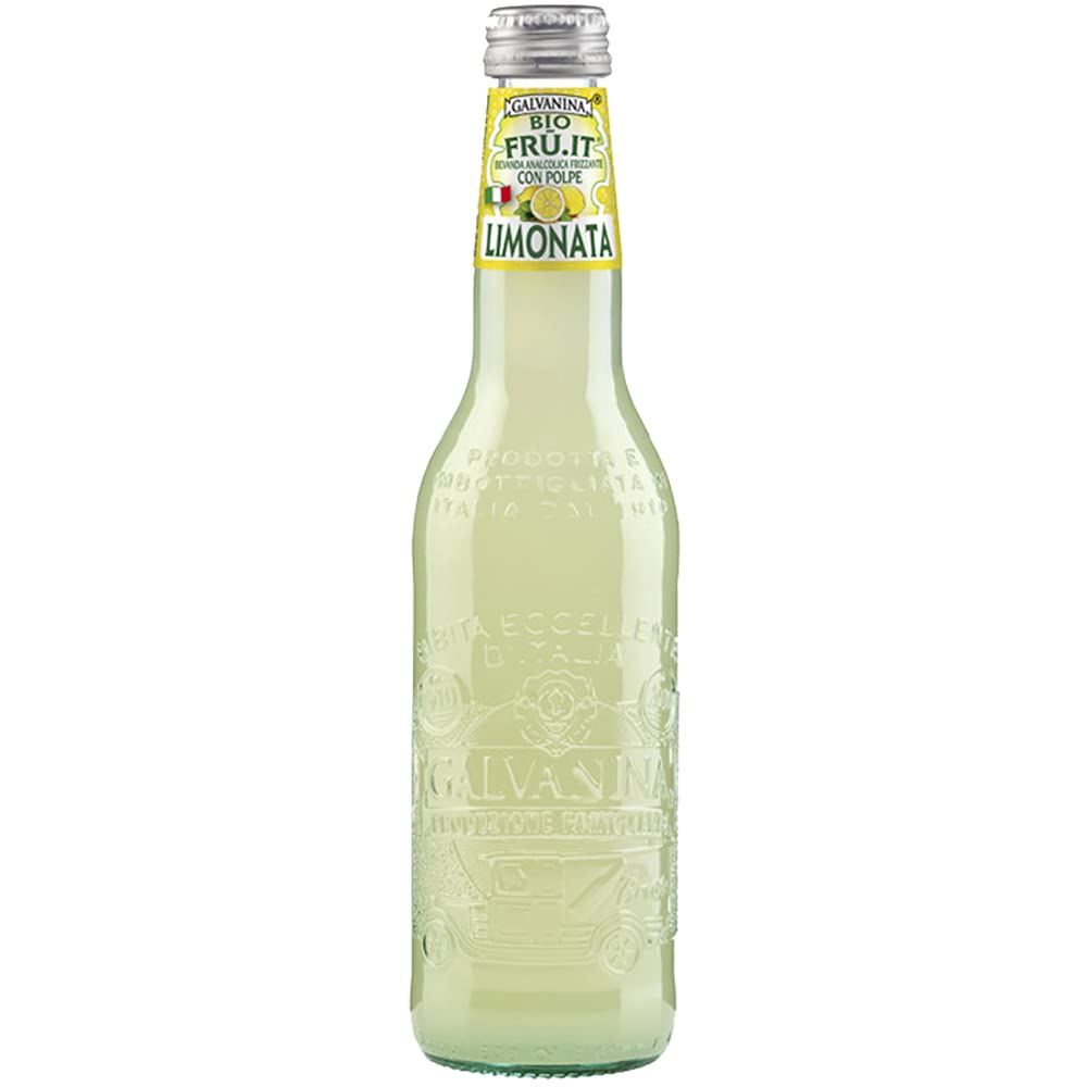 Limonata Bio | Galvanina | 12 Bottiglie in Vetro Scolpito | 355 Ml | Eccellenza Italiana | Soft Drink | Bibita Gassata Dissetante Biologica | Ingrediente per Cocktail