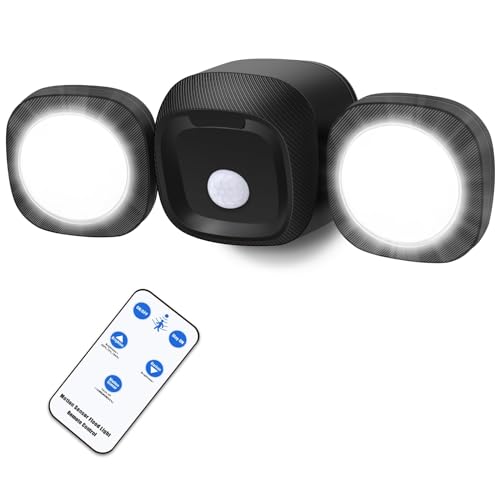 TOOWELL Außenlampe mit Bewegungsmelder Batterie Strahler mit Fernbedienung Batteriebetrieben Akku LED Aussenleuchte Wasserdicht Aussenlampe Outdoor Wandleuchte Außenleuchte für Garten Garage Veranda