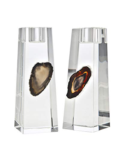 Philip Whitney Kerzenhalter aus schwarzem Achat und Silber, 13 cm hoch, 2 Stück Cover