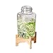 QiantuANzi Dispenser Bevande Distributore di Bevande con Supporto in Legno Distributore di Bevande in Vetro Contenitore Decorativo per Acqua di Grande capacità per Feste, Matrimoni e Vacanze