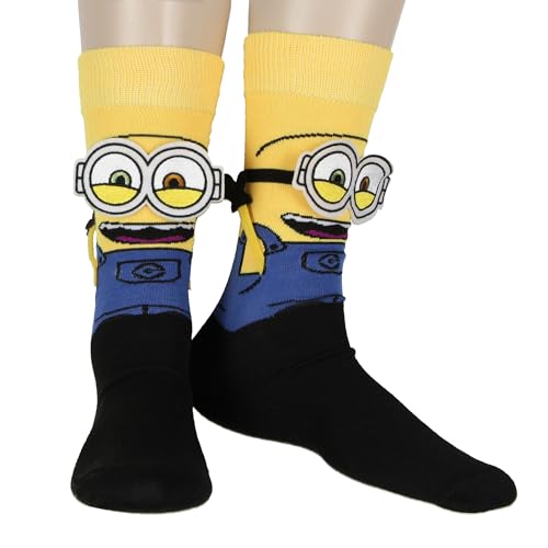 Bioworld Despicable Me Minions Socks 3D Bob The Minion Character Soft And Stretchy Mens Crew Socks