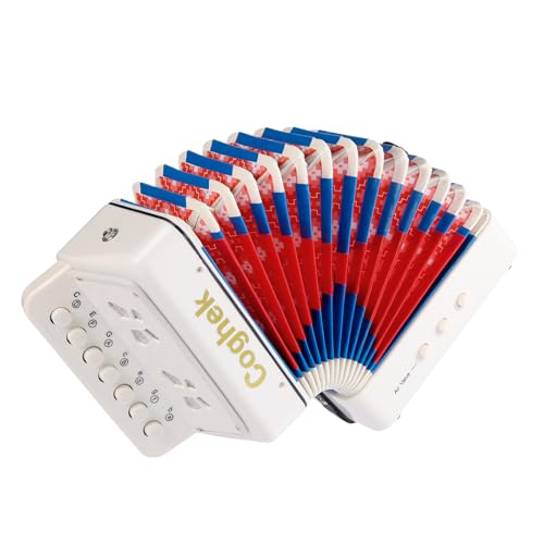 Coghek 10-Key Kids Accordion White Mini Button Accordion Toy Durable Musical Instrument for Beginners