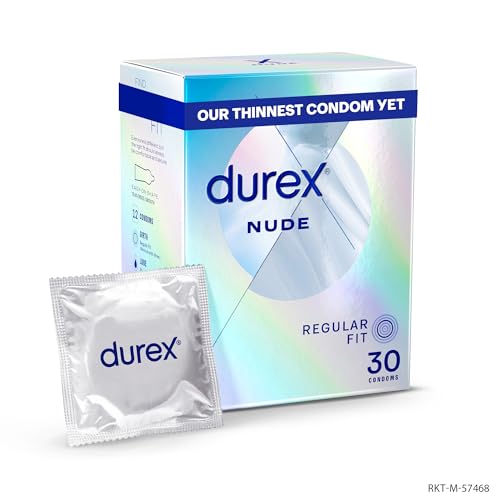 Durex Nude Condoms, Regular Fit, 30 Pack