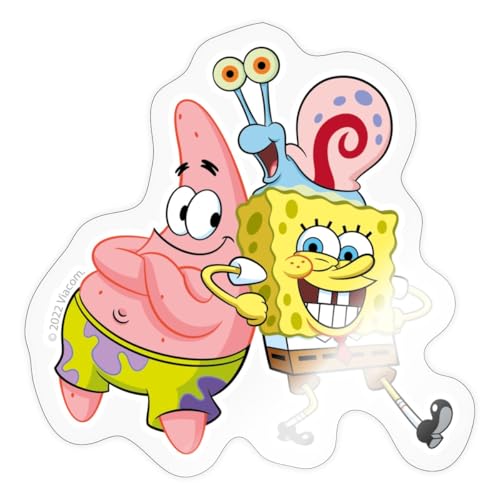 Spreadshirt Bob l'Éponge Spongebob Patrick Gary Autocollant Sticker, 10 x 10 cm, brillant transparent