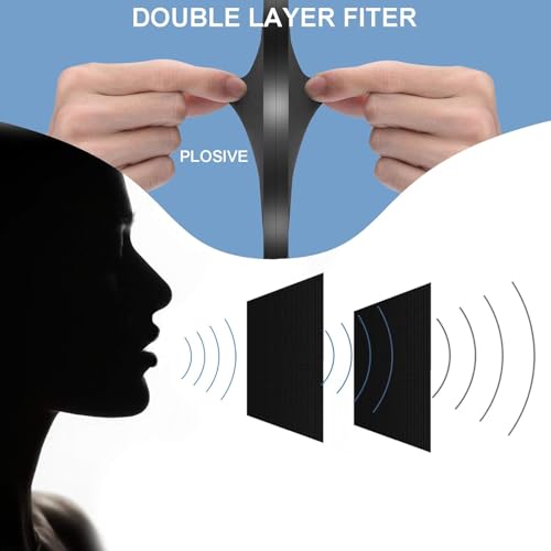 Image of Professional Microphone Pop Filter Pop Filter Mesh for Blue Yeti Dual Layered Wind Pop Screen With A Flexible 360 Degree Gooseneck Mic Pop Blocker Mask Shield Screen with Flexible