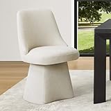 KISLOT Swivel Dining Chairs Set of 1, Upholstered Mid Century Modern Deskchair with High Back, Linen Fabric Kitchen Chairs for Dining Room, Bedroom, Dressing Room, Linen